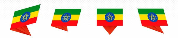 Bandera de Etiopía en diseño abstracto moderno, conjunto de bandera . — Vector de stock