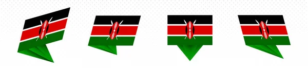 Flagge Kenias im modernen abstrakten Design, Fahnenset. — Stockvektor