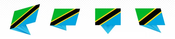 Флаг Танзании в современном абстрактном дизайне, флаг установлен . — стоковый вектор