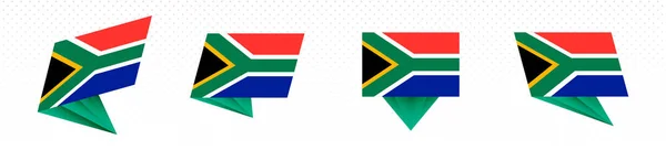 現代の抽象的なデザインの南アフリカの旗、旗セット. — ストックベクタ