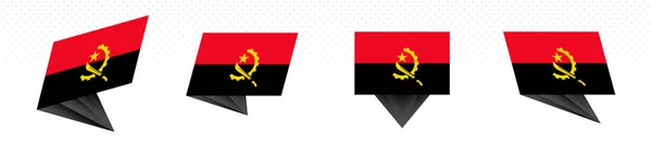 Térkép Angola in modern absztrakt design, flag set. — Stock Vector