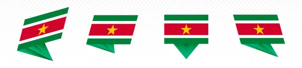 Modern soyut tasarımda Surinam bayrağı, bayrak seti. — Stok Vektör