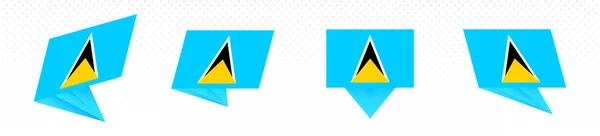 Flaga Saint Lucia w nowoczesnym abstrakcyjnym wzorze, zestaw flag. — Wektor stockowy