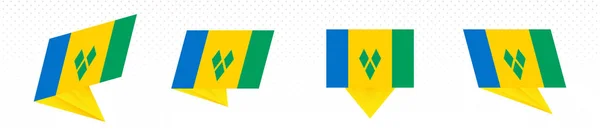 Vlag van Saint Vincent en de Grenadines in modern abstract design, vectorvlag ingesteld. — Stockvector