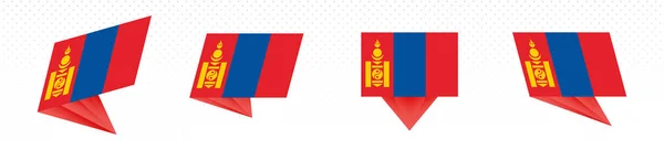 Flagge der Mongolei im modernen abstrakten Design, Fahnenset. — Stockvektor