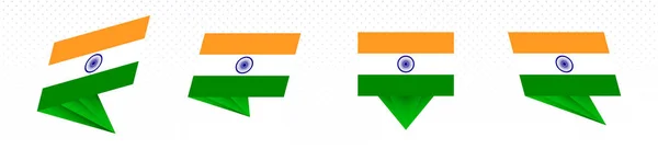 Vlag van India in modern abstract design, vlaggenset. — Stockvector