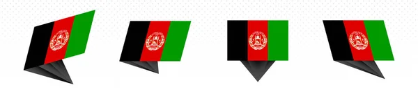 Bandiera dell'Afghanistan in moderno disegno astratto, insieme di bandiere . — Vettoriale Stock