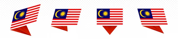 Flaga Malezji w nowoczesnym abstrakcyjnym wzorze, zestaw flag. — Wektor stockowy