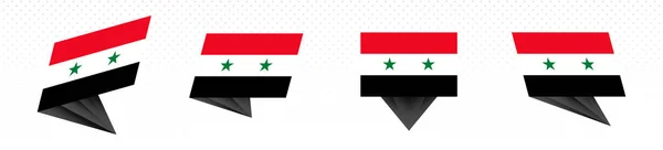 Flagge von Syrien im modernen abstrakten Design, Fahnenset. — Stockvektor