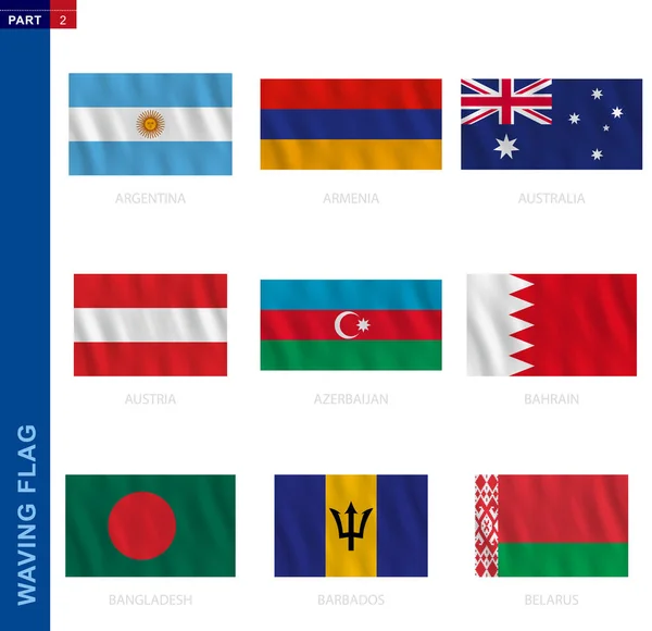 Коллекция флагов в официальной пропорции, девять векторных флагов . — стоковый вектор