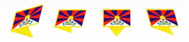 Tibet bayrağı modern soyut tasarım, bayrak seti.