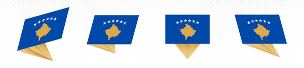 Bandera de Kosovo en diseño abstracto moderno, conjunto de bandera . — Archivo Imágenes Vectoriales