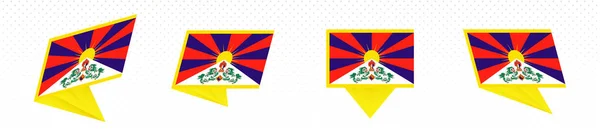 Bandera del Tíbet en diseño abstracto moderno, conjunto de banderas . — Vector de stock