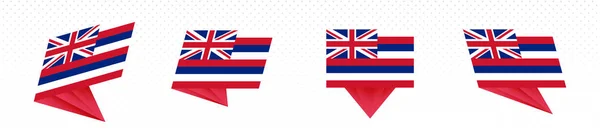 Bandiera dello Stato delle Hawaii Stati Uniti nel design astratto moderno, insieme di bandiere . — Vettoriale Stock