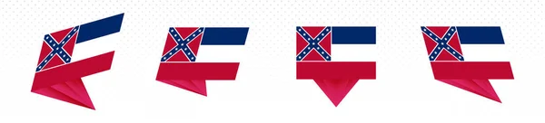 Bandeira do Mississippi US State em design abstrato moderno, conjunto de bandeiras — Vetor de Stock