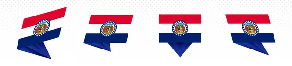 Bandera de Missouri Estados Unidos en diseño abstracto moderno, conjunto de bandera . — Archivo Imágenes Vectoriales