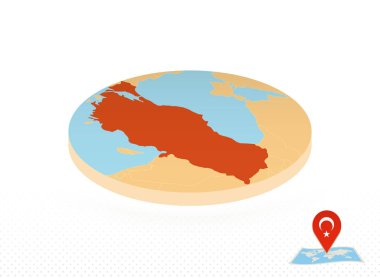 Türkiye haritası izometrik biçim, turuncu daire haritası ile tasarlandı.