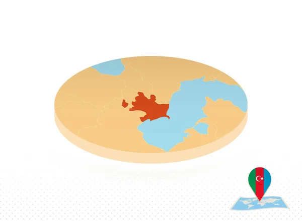 아제르바이잔 지도, 기하학적 인 형식으로 디자인 된 주황색 원 지도. — 스톡 벡터