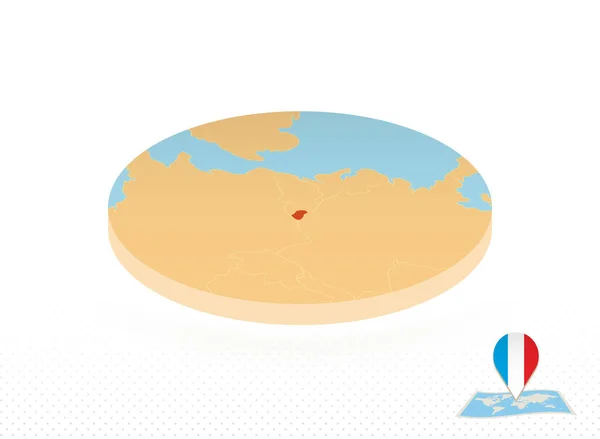 룩셈부르크 지도, 기하학적 인 형식으로 설계된 주황색 원 도. — 스톡 벡터