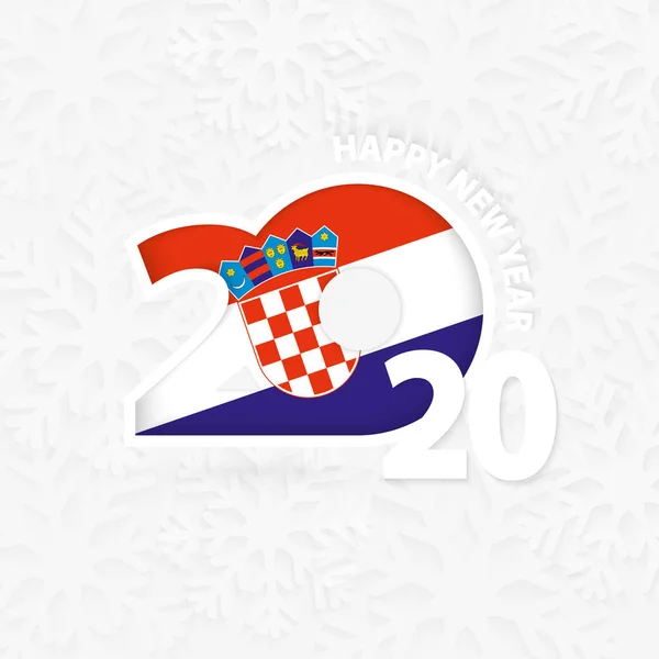 Gott nytt år 2020 för Kroatien på snöflinga bakgrund. — Stock vektor