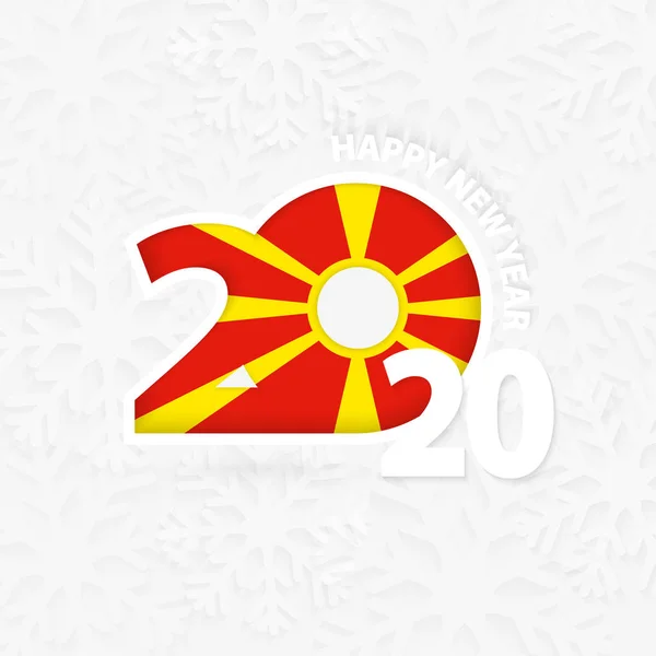 Bonne année 2020 pour la Macédoine sur fond de flocons de neige . — Image vectorielle