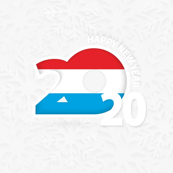 Feliz Año Nuevo 2020 para Luxemburgo sobre fondo de copo de nieve . — Vector de stock