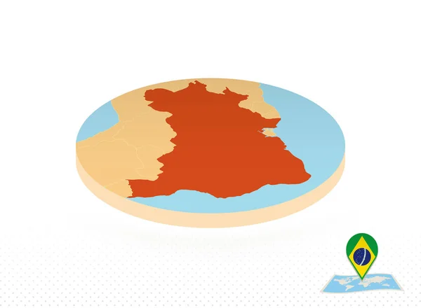 Карта Бразилии в изометрическом стиле, оранжевая карта кругов . — стоковый вектор