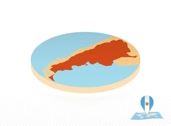 Argentina mappa disegnata in stile isometrico, cerchio arancione mappa . — Vettoriale Stock