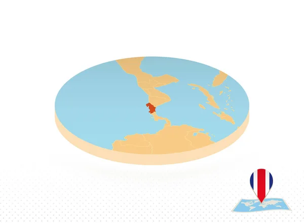 Kostarika mapa navržená v izometrickém stylu, oranžová kruhová mapa. — Stockový vektor