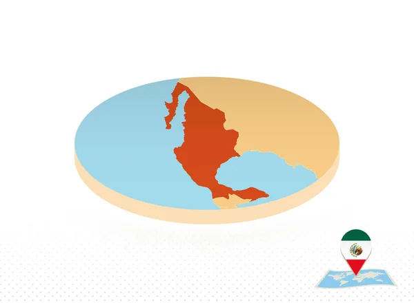México mapa diseñado en estilo isométrico, naranja círculo mapa . — Archivo Imágenes Vectoriales