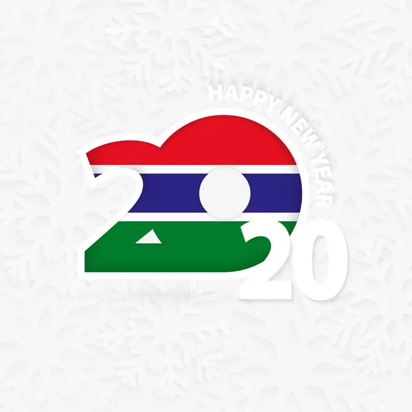 Gott nytt år 2020 för Gambia på snöflinga bakgrund. — Stock vektor