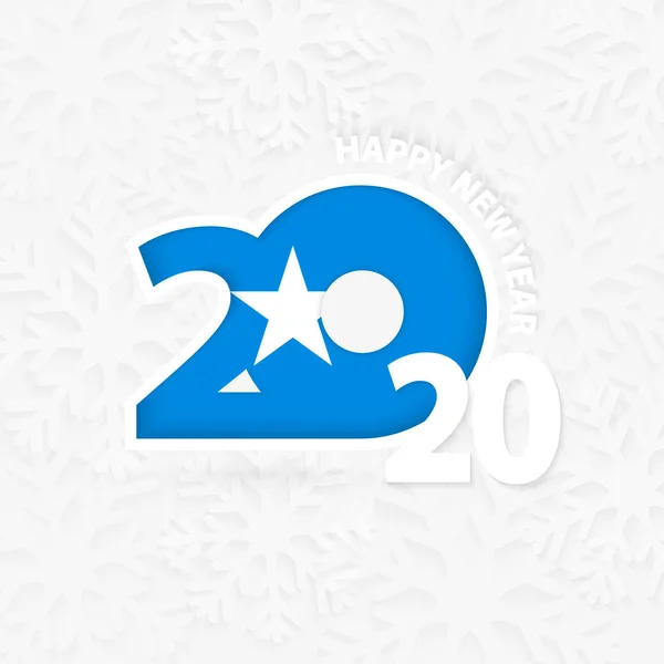 Feliz Ano Novo 2020 para a Somália em fundo floco de neve . —  Vetores de Stock