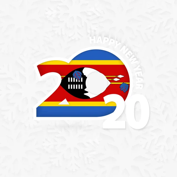 Gott nytt år 2020 för Swaziland på snöflinga bakgrund. — Stock vektor