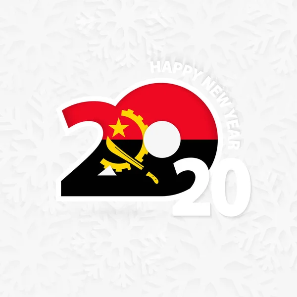 Gott nytt år 2020 för Angola på snöflinga bakgrund. — Stock vektor