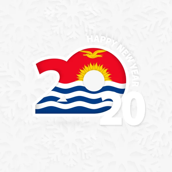 Gott nytt år 2020 för Kiribati på snöflinga bakgrund. — Stock vektor