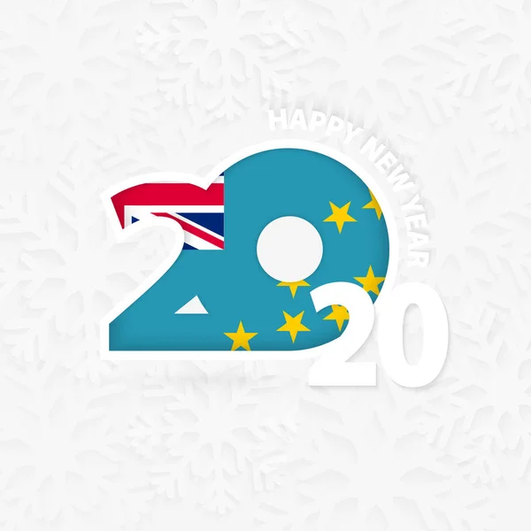 Feliz Año Nuevo 2020 para Tuvalu sobre fondo de copo de nieve . — Archivo Imágenes Vectoriales