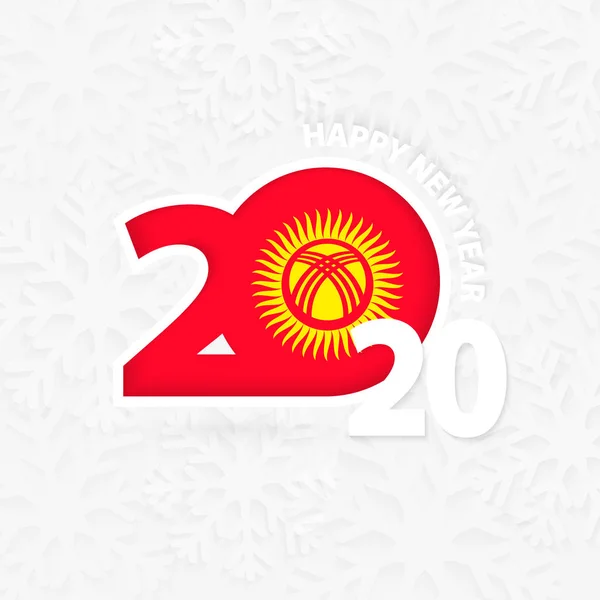 Gott nytt år 2020 för Kirgizistan på snöflinga bakgrund. — Stock vektor