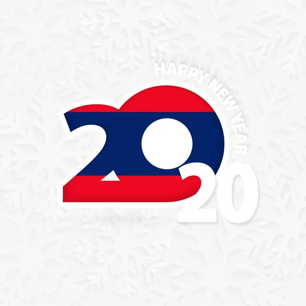 Feliz Año Nuevo 2020 para Laos sobre fondo de copo de nieve . — Vector de stock