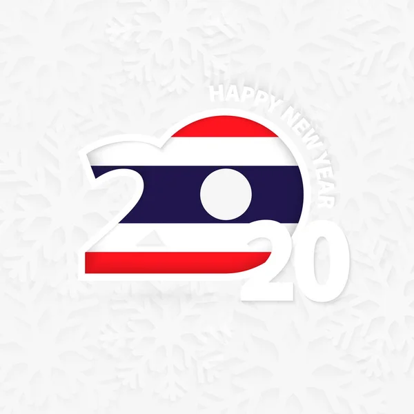 Gott nytt år 2020 för Thailand på snöflinga bakgrund. — Stock vektor