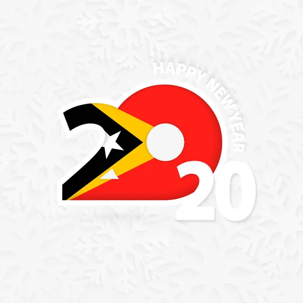 Feliz Año Nuevo 2020 para Timor Oriental sobre fondo de copo de nieve . — Vector de stock