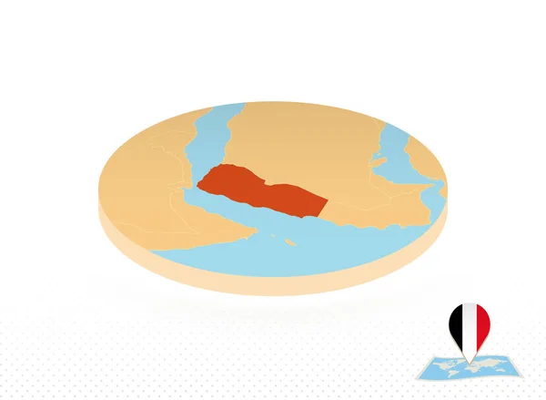 Карта Йемена в изометрическом стиле, оранжевая карта кругов . — стоковый вектор