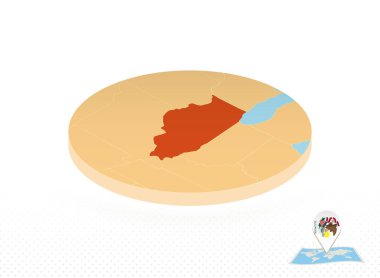 Illinois eyalet haritası izometrik tarzda tasarlandı, turuncu daire haritası