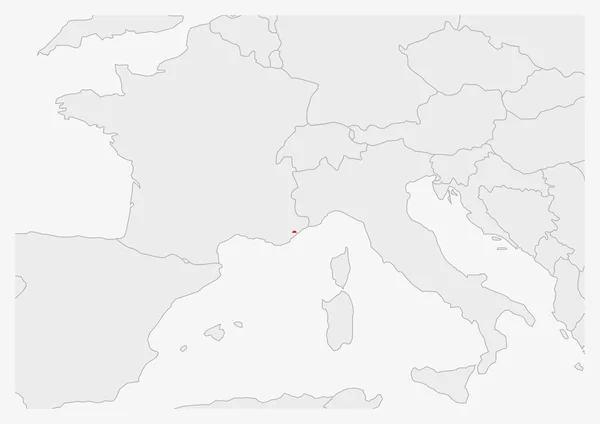 Monacká mapa zvýrazněná v barvách vlajky Monaka — Stockový vektor