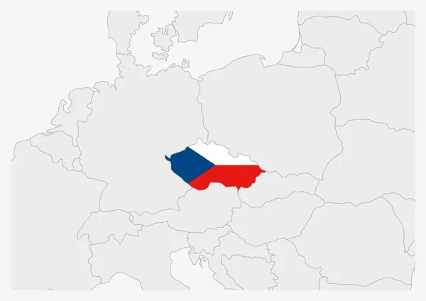 Tsjechische Republiek kaart gemarkeerd in Tsjechische Republiek vlag kleuren — Stockvector