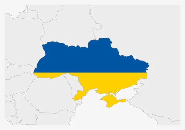 Карта України виділена кольорами прапора України — стоковий вектор