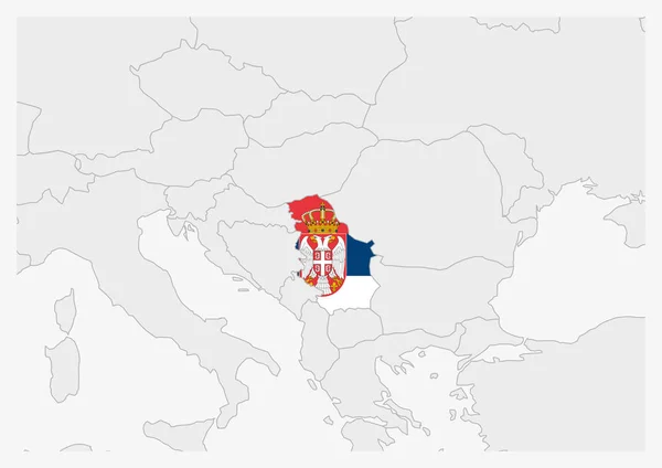 Serbia map highlighted in Serbia flag colors — 스톡 벡터