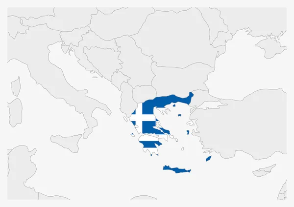 Карта Греции выделена цветом флага Греции — стоковый вектор