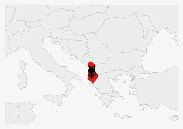 Карта Албании выделена цветом флага Албании — стоковый вектор