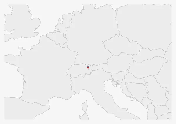 Liechtenstein mapa em destaque nas cores da bandeira do Liechtenstein —  Vetores de Stock