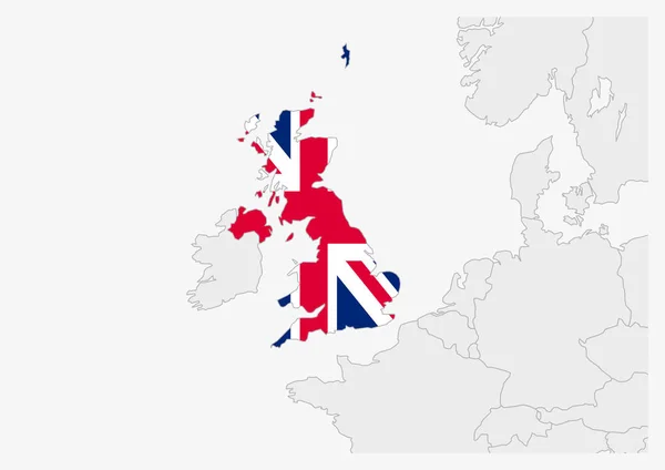 Birleşik Krallık haritası İngiltere bayrak renkleriyle vurgulandı — Stok Vektör